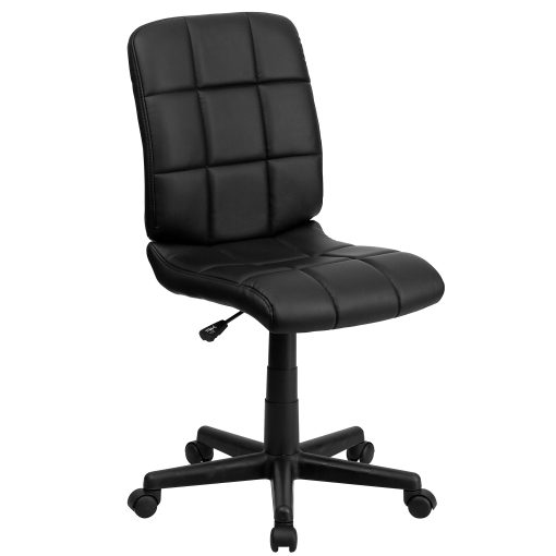 Flash Furniture Quilted Vinyl Mid-Back Swivel Task Chair, Armless,  Black - Image 2