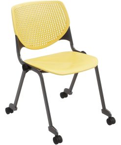 KFI Studios KOOL Stacking Chair With Casters, Yellow/Silver 2