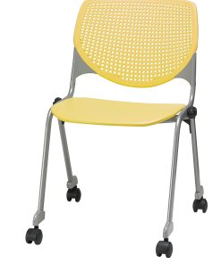 KFI Studios KOOL Stacking Chair With Casters, Yellow/Silver