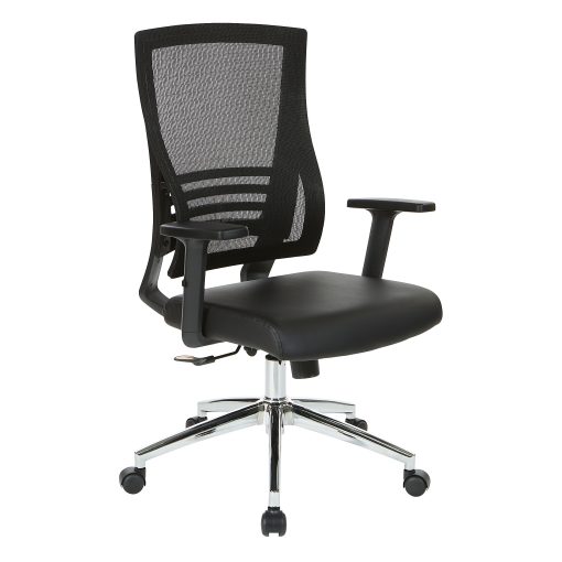 Office Star™ WorkSmart Screen-Back Bonded Leather Manager's Chair, Black - Image 2