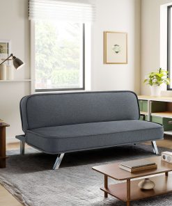 Lifestyle Solutions Turlock Convertible Futon, 66.1″W x 33.1″D x 29″H, Charcoal 2