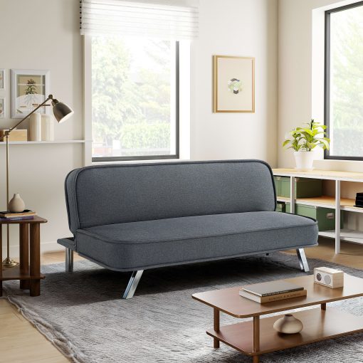 Lifestyle Solutions Turlock Convertible Futon, 66.1"W x 33.1"D x 29"H, Charcoal - Image 2