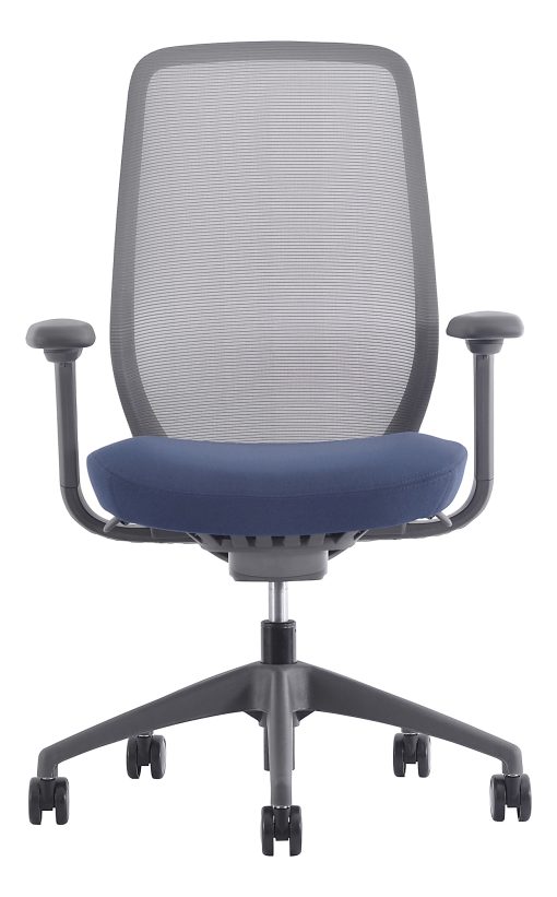 WorkPro® 6000 Series Multifunction Ergonomic Mesh/Fabric High-Back Executive Chair, Gray Frame/Blue Seat, BIFMA Compliant - Image 2