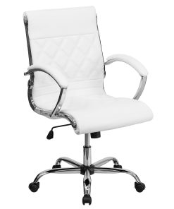 Flash Furniture Designer LeatherSoft™ Faux Leather Mid-Back Swivel Office Chair, White/Chrome 2