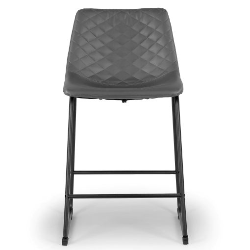 Glamour Home Ave Faux Leather Counter-Height Stools With Backs, Gray/Black, Set Of 2 Stools - Image 2