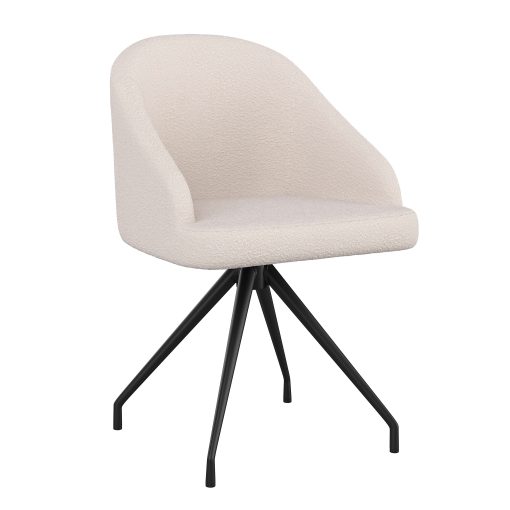 Martha Stewart Sora Upholstered Mid-Back Stationary Office Task Chair, Boucle, White/Oil-Rubbed Bronze - Image 2