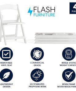 Flash Furniture HERCULES Series Resin Folding Chairs, White, Set Of 4 Chairs 2