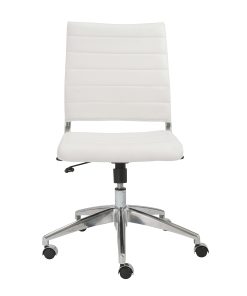 Eurostyle Axel Armless Faux Leather Low-Back Commercial Office Task Chair, White 2