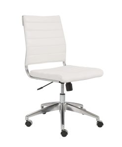Eurostyle Axel Armless Faux Leather Low-Back Commercial Office Task Chair, White