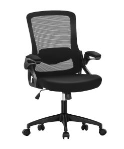 ALPHA HOME Ergonomic Mesh Mid-Back Office Task Chair With Padded Armrests, Black