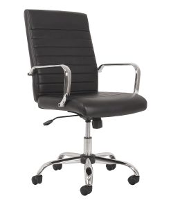 HON® Sadie Ergonomic Bonded Leather Mid-Back Executive Chair, Black/Chrome