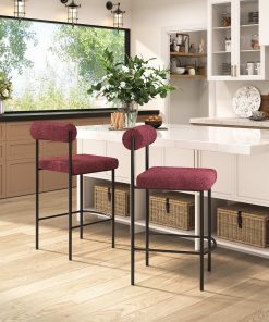 Zuo Livorno Counter-Height Stools, Red/Bronze, Set Of 2 Stools 2