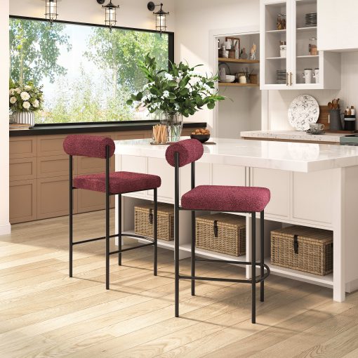 Zuo Livorno Counter-Height Stools, Red/Bronze, Set Of 2 Stools - Image 2