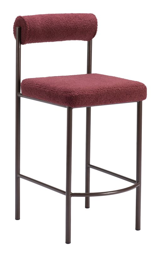 Zuo Livorno Counter-Height Stools, Red/Bronze, Set Of 2 Stools