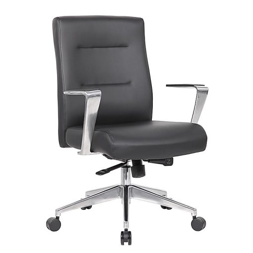 Boss Office Products Modern Ergonomic Vinyl High-Back Conference Executive Office Chair, Black