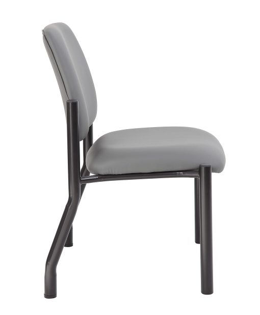 Boss Office Products Antimicrobial Vinyl Mid-Back Armless Guest Chair, Gray - Image 2