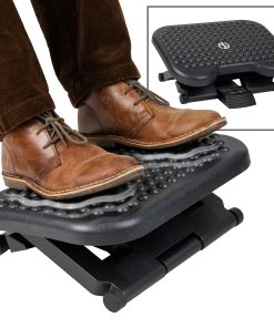 Mind Reader Adjustable Ergonomic Under Desk Foot Rest, Plastic, 6-1/4″H x 13″W x 17″D, Black, Set of 2 Footrests 2