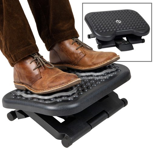 Mind Reader Adjustable Ergonomic Under Desk Foot Rest, Plastic, 6-1/4"H x 13"W x 17"D, Black, Set of 2 Footrests - Image 2