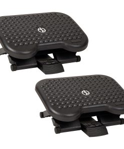 Mind Reader Adjustable Ergonomic Under Desk Foot Rest, Plastic, 6-1/4"H x 13"W x 17"D, Black, Set of 2 Footrests