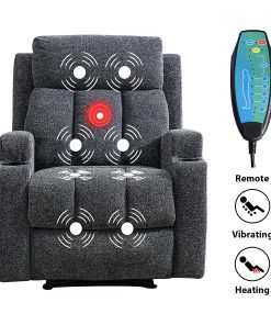 Bestier Fabric Manual Massage Recliner Accent Chair With Remote Control And 2 Cup Holders, Gray/Black 2