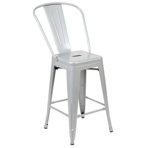 Flash Furniture 24"H Commercial-Grade Metal Counter Stool, Silver - Image 2