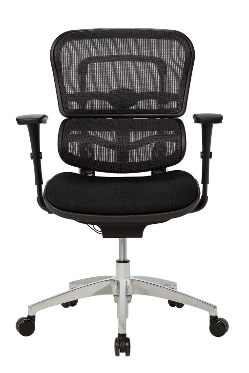 WorkPro® 12000 Series Ergonomic Mesh/Premium Fabric Mid-Back Chair, Black/Black, BIFMA Compliant - Image 2