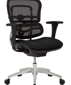 WorkPro® 12000 Series Ergonomic Mesh/Premium Fabric Mid-Back Chair, Black/Black, BIFMA Compliant