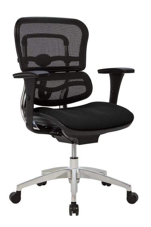 WorkPro® 12000 Series Ergonomic Mesh/Premium Fabric Mid-Back Chair, Black/Black, BIFMA Compliant