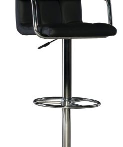 Powell Quilted Faux Leather Bar Stool with Arms, Black/Chrome 2