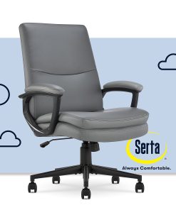 Serta® Comfort Modern Ergonomic Bonded Leather High-Back Executive Office Chair, Gray 2