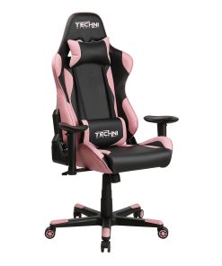 Techni Sport Ergonomic Faux Leather Computer Gaming Chair, Black/Pink
