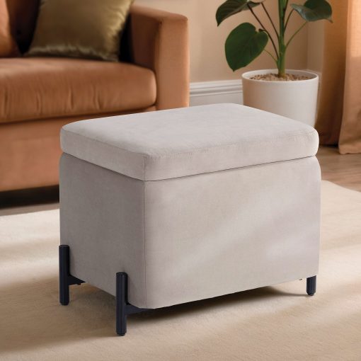 Lifestyle Solutions Kansas Small Storage Ottoman, 24"W x 16"D x 18"H, Taupe - Image 2