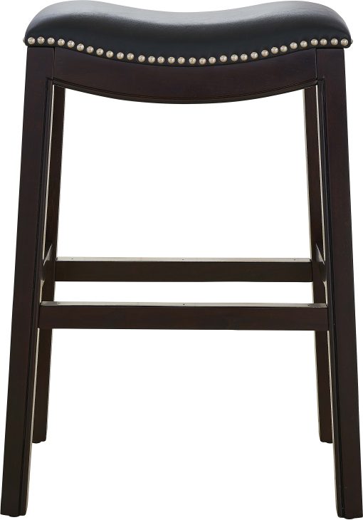 New Ridge Home Goods Julian Faux Leather Counter Stool, Black/Espresso - Image 2