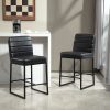 Glamour Home Belisario Faux Leather Counter Height Stools With Backs, Black, Set Of 2 Stools