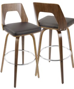 LumiSource Trilogy Bar Stools, Walnut/Brown, Set Of 2 Stools 2