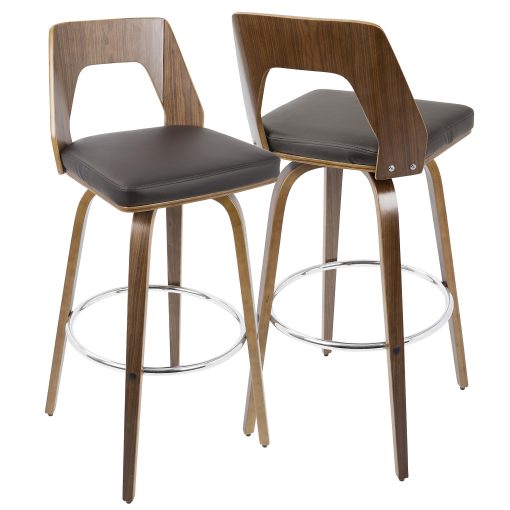 LumiSource Trilogy Bar Stools, Walnut/Brown, Set Of 2 Stools - Image 2