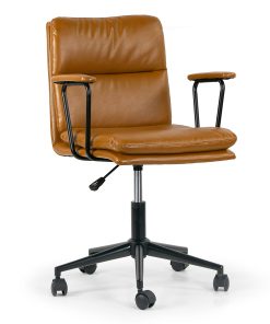 Glamour Home Avalee Ergonomic Faux Leather Mid-Back Adjustable Task Chair, Brown 2