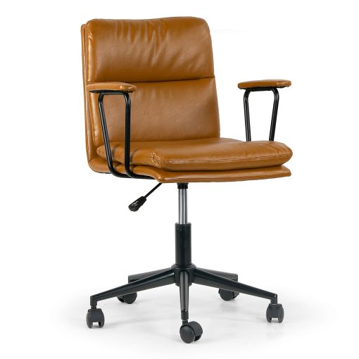 Glamour Home Avalee Ergonomic Faux Leather Mid-Back Adjustable Task Chair, Brown - Image 2