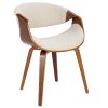 Bestier Fabric Armchair Accent Chair With Mid-Back And 2-Armrest Pillow, White 4
