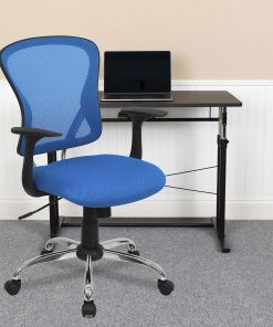 Flash Furniture Mesh Mid-Back Task Chair, Blue/Black/Chrome