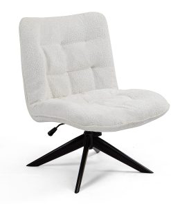 Glamour Home Belva Upholstered Fabric Accent Chair, White/Black 2