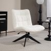 Glamour Home Belva Upholstered Fabric Accent Chair, White/Black