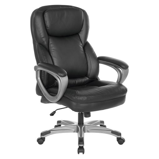 Office Star™ Ergonomic Leather High-Back Executive Office Chair, Black/Titanium - Image 2