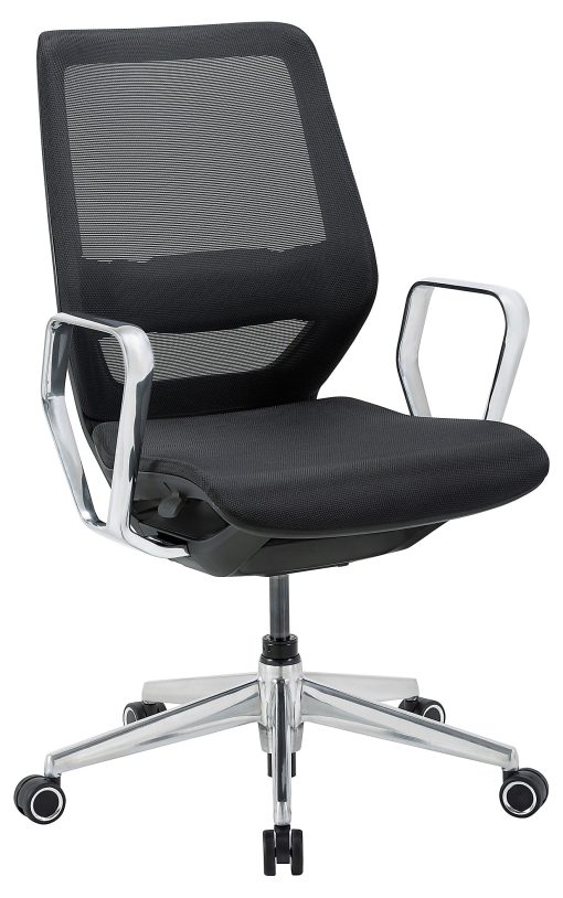 WorkPro® Sentrix Ergonomic Mesh/Mesh Mid-Back Manager Office Chair, Fixed Arms, Black, BIFMA Compliant