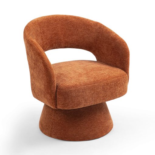 Glamour Home Belenus Corduroy Fabric Accent Chair With Swivel Base, Orange - Image 2