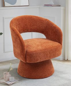 Glamour Home Belenus Corduroy Fabric Accent Chair With Swivel Base, Orange