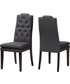 Baxton Studio 9113 Dylin Dining Chairs, Charcoal, Set Of 2 Chairs