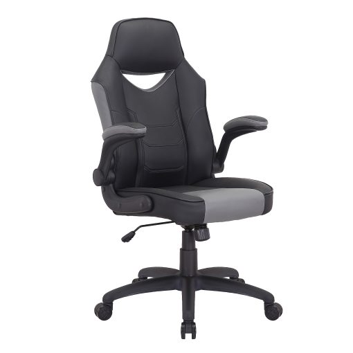 Elama Faux Leather High-Back Adjustable Office Chair, Black/Gray, 995120172M