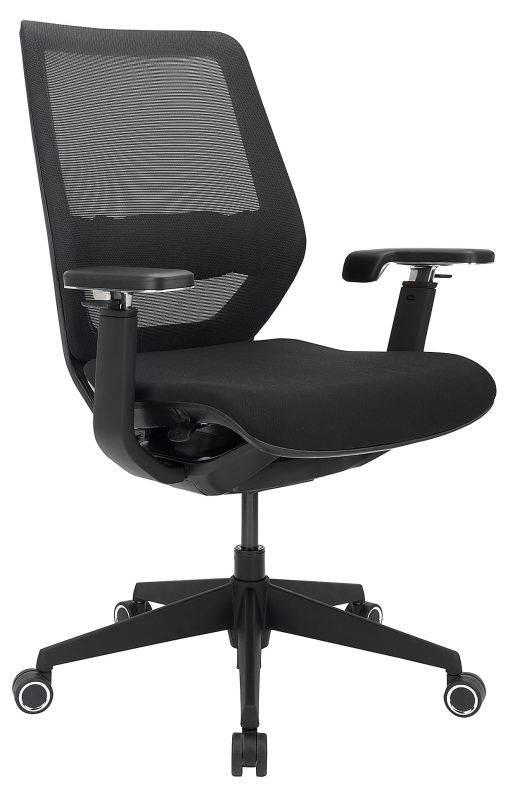 WorkPro® Sentrix Ergonomic Mesh/Fabric Mid-Back Manager's Office Chair, 3D Arms, Black, BIFMA Compliant