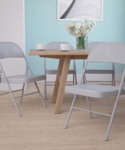 Flash Furniture HERCULES Metal Double-Braced Folding Chair, Gray